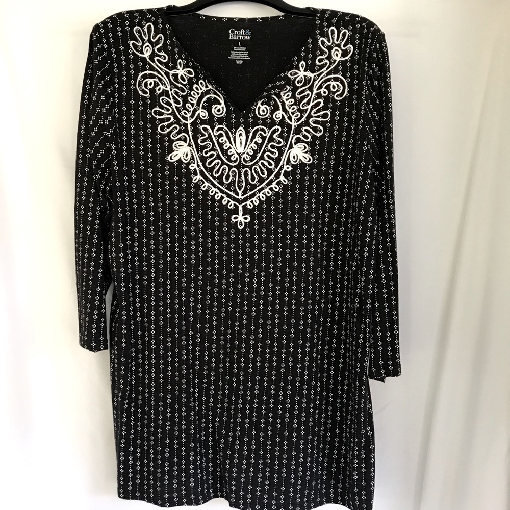 Croft & Barrow Top In Black and White, New